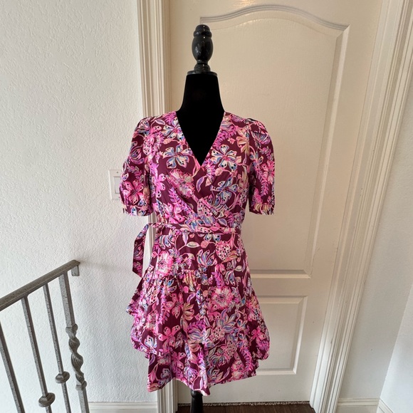 Lilly Pulitzer Sz 14 Amarena Cherry Alexandria Elbow Sleeve Cotton Wrap Dress - Picture 4 of 13